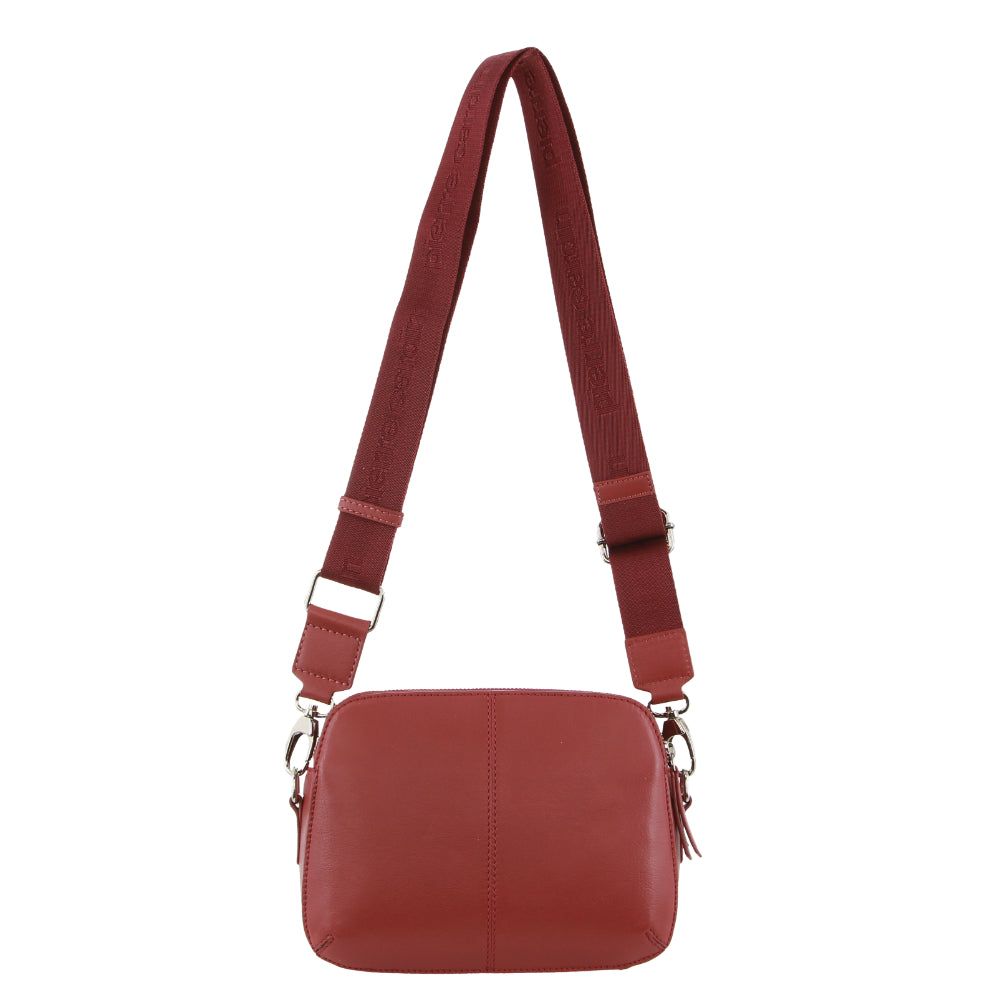 Marsala Pierre Cardin Webbing Strap Leather Crossbody Bag | 7804-BLPQA