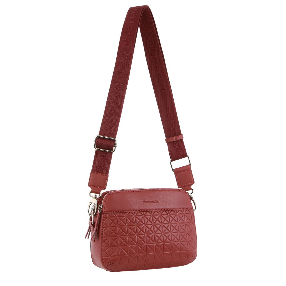 Marsala Pierre Cardin Webbing Strap Leather Crossbody Bag | 7804-BLPQA