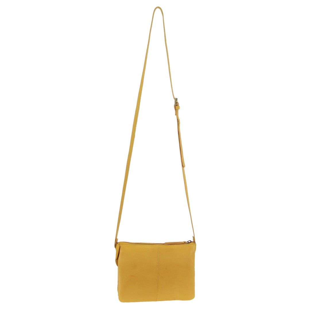 Mustard Pierre Cardin Leather Diamond Pattern Embossed Crossbody Bag | 2536-AFKEP