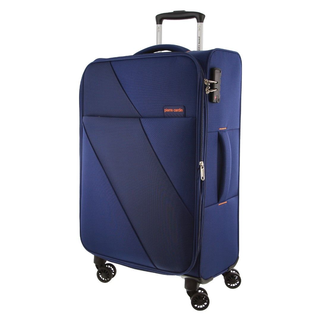 Navy Pierre Cardin 68cm MEDIUM Soft-Shell Suitcase | 0759-YEWMS