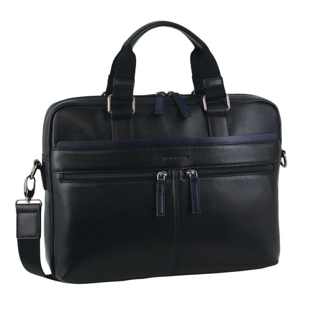 Navy Pierre Cardin Leather Business Computer Bag | 1624-EGPUD