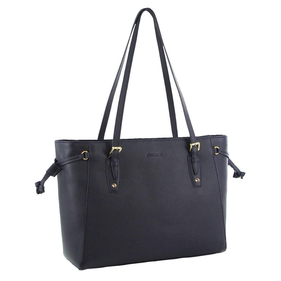 Navy Pierre Cardin Leather Tote Bag | 2457-DBHYI