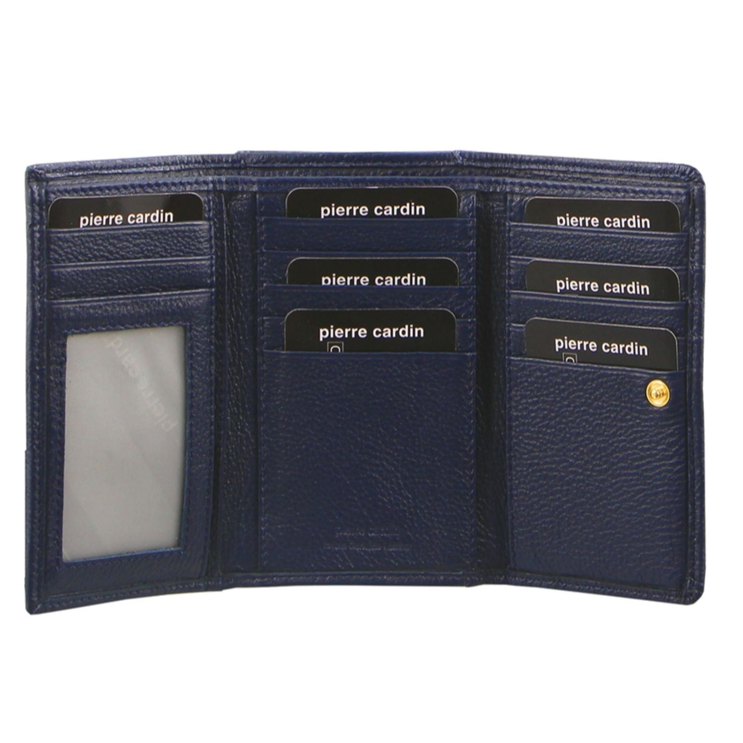 Navy Pierre Cardin Leather Tri-Fold Wallet | 9064-NFVAQ