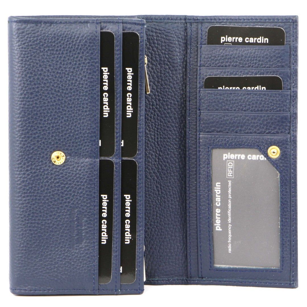 Navy Pierre Cardin Rustic Leather Wallet | 9014-EIXTJ