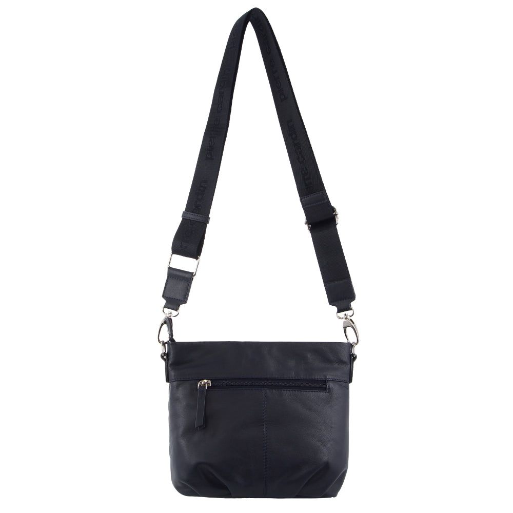 Navy Pierre Cardin Webbing Strap Leather Crossbody Bag | 4608-GABZN