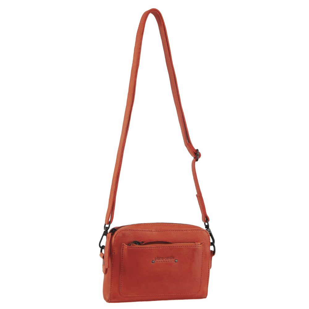 Orange Pierre Cardin Leather Cross-Body Bag | 9521-TEJWN