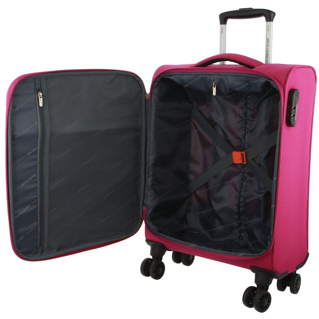 Pink Pierre Cardin 55cm CABIN Soft-Shell Suitcase | 0195-QFRDL