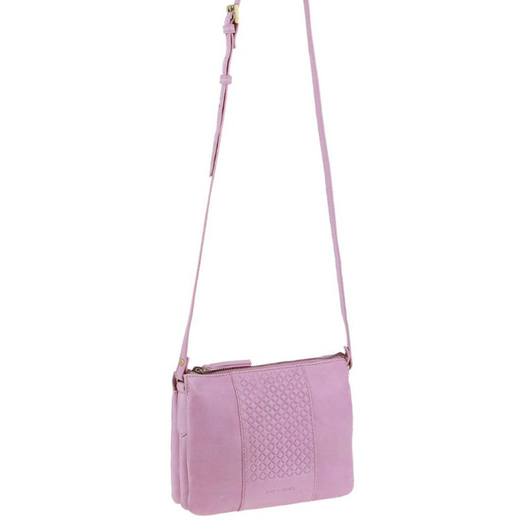 Pink Pierre Cardin Leather Diamond Pattern Embossed Crossbody Bag | 5913-GHVZU