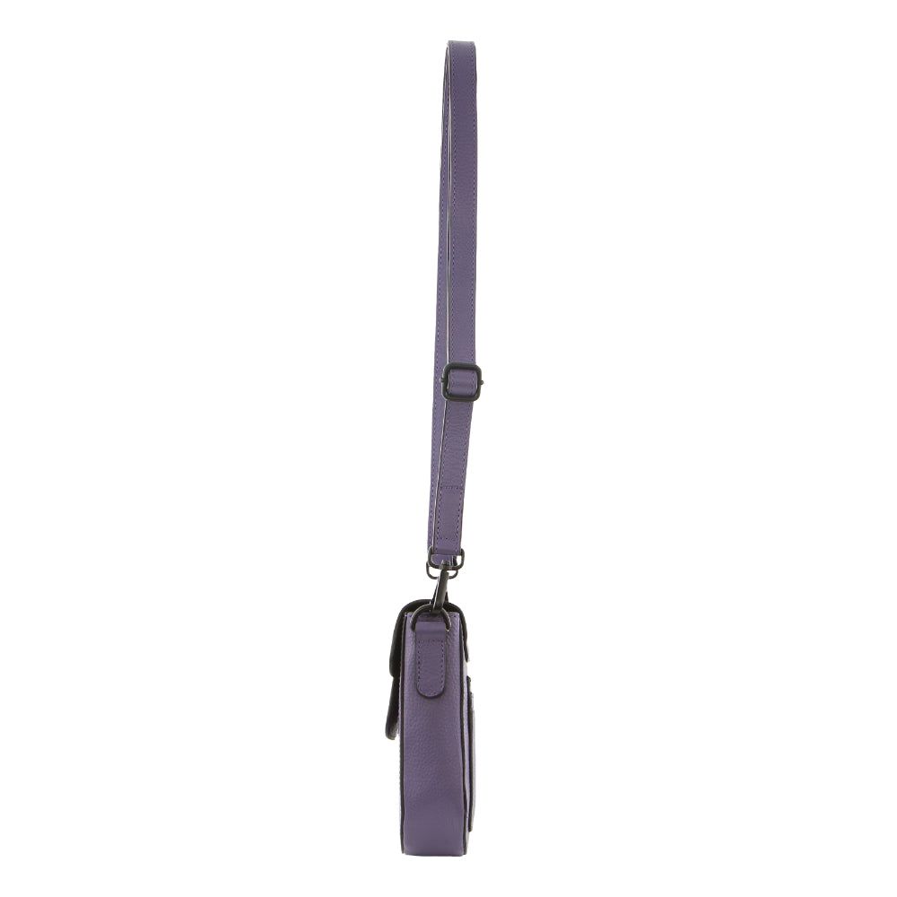 Purple Pierre Cardin Leather Rustic Phone Bag | 7165-LQNVP