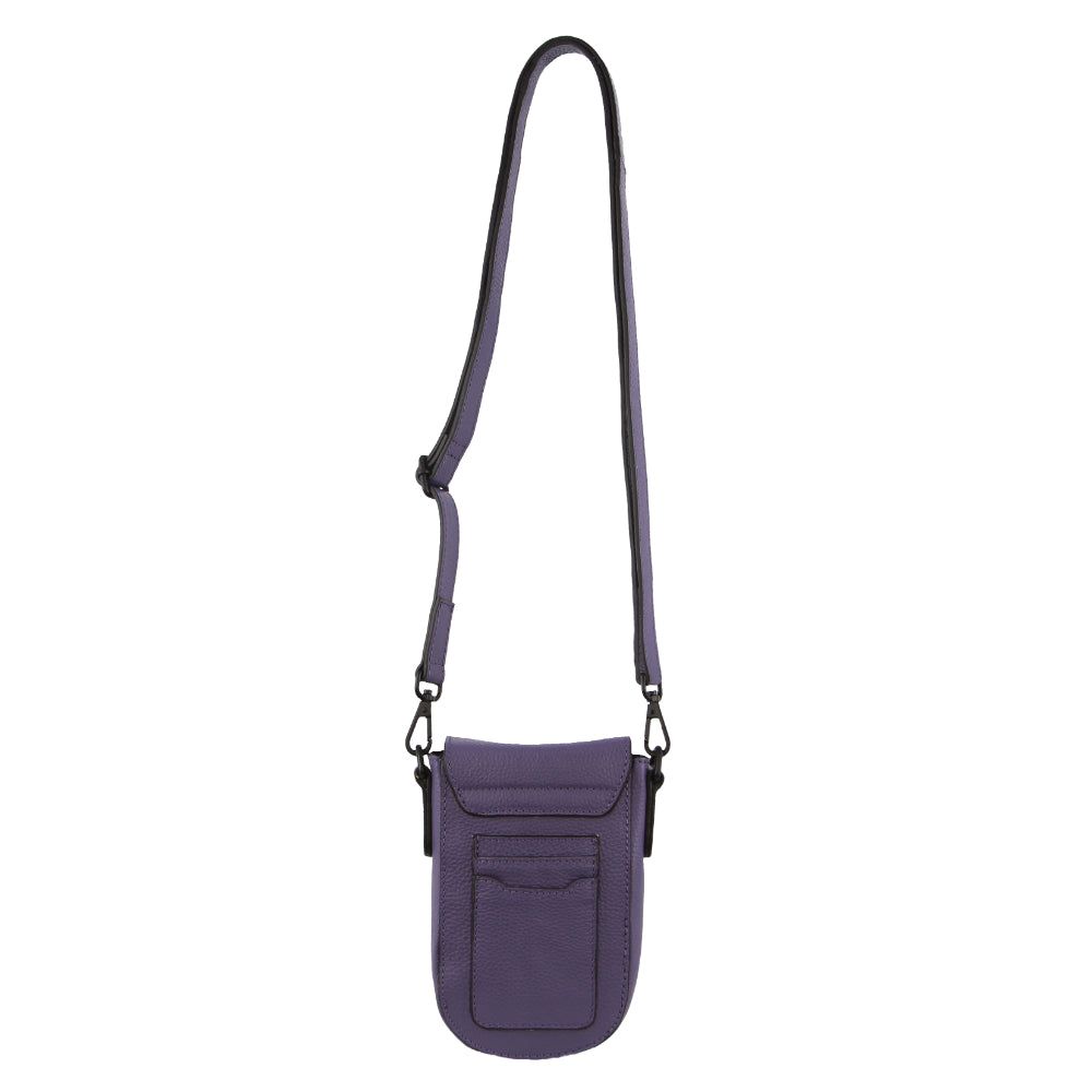 Purple Pierre Cardin Leather Rustic Phone Bag | 7165-LQNVP