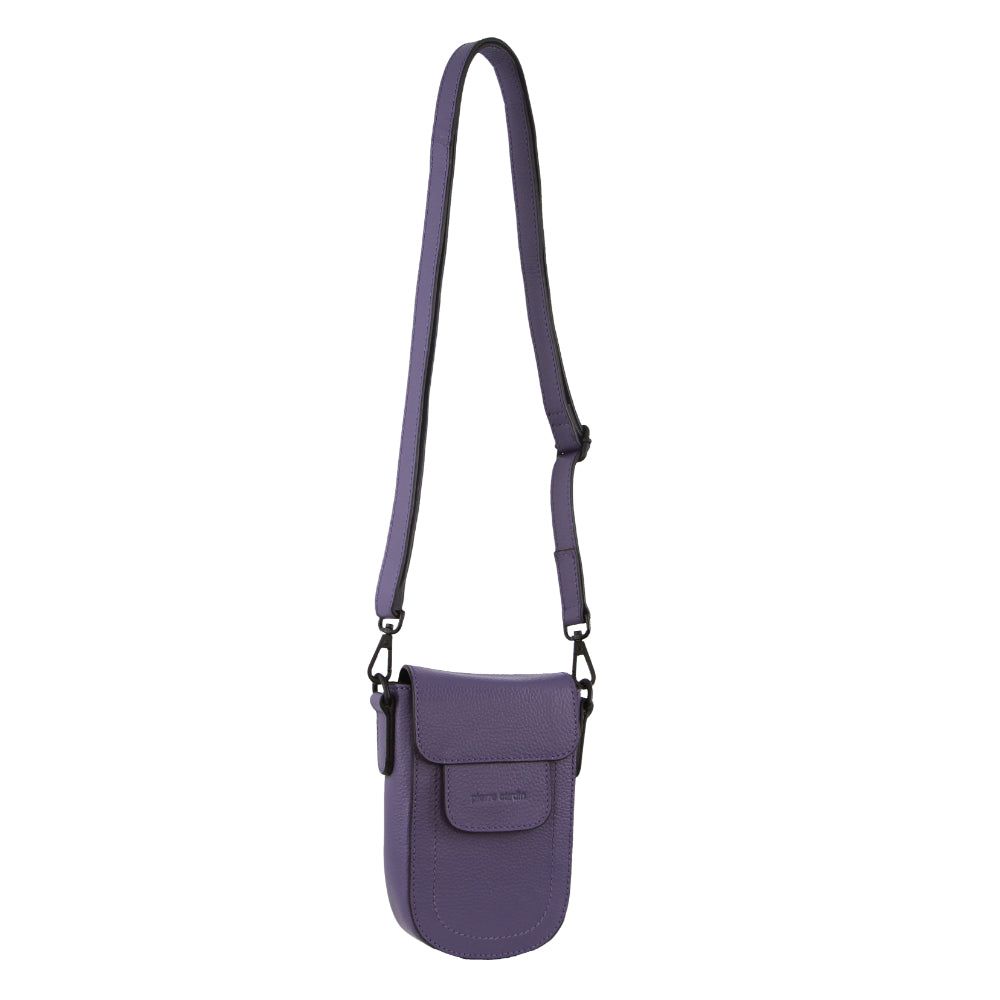 Purple Pierre Cardin Leather Rustic Phone Bag | 7165-LQNVP