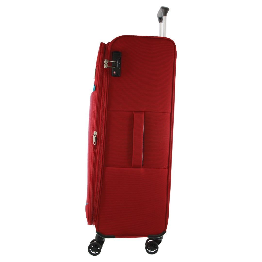 Red Pierre Cardin 76cm LARGE Soft Shell Suitcase | 4528-VBMJU