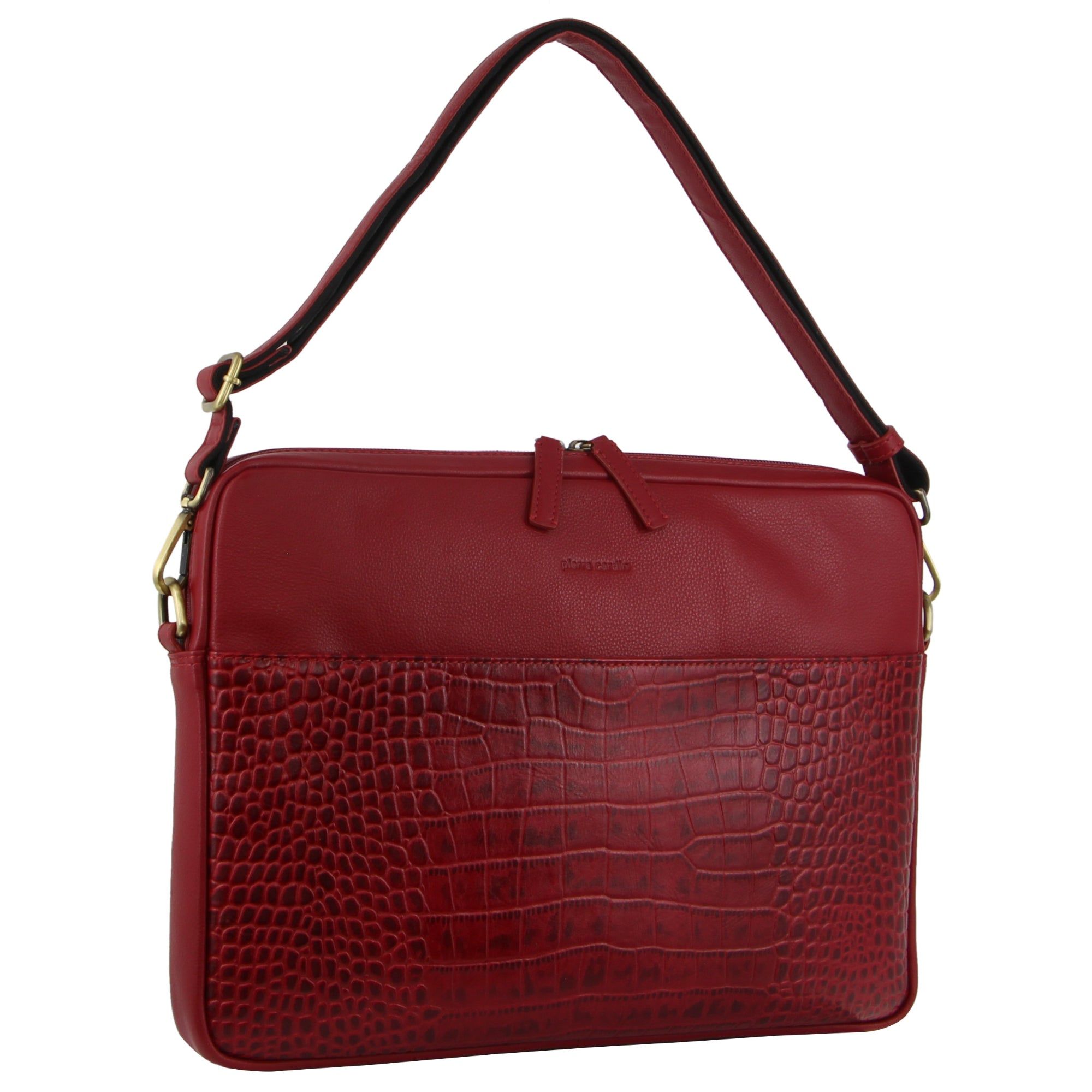 Red Pierre Cardin Croc-Embossed Leather Business Computer Bag | 9385-VLCOR