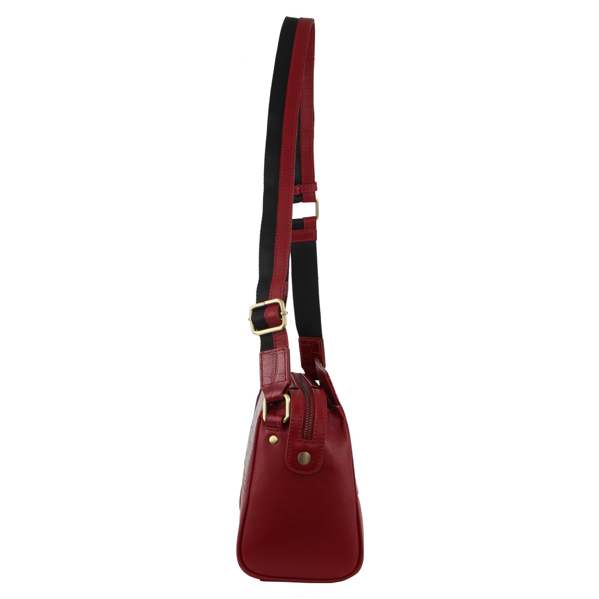 Red Pierre Cardin Croc-Embossed Leather Cross-Body Bag | 2397-JKBQM