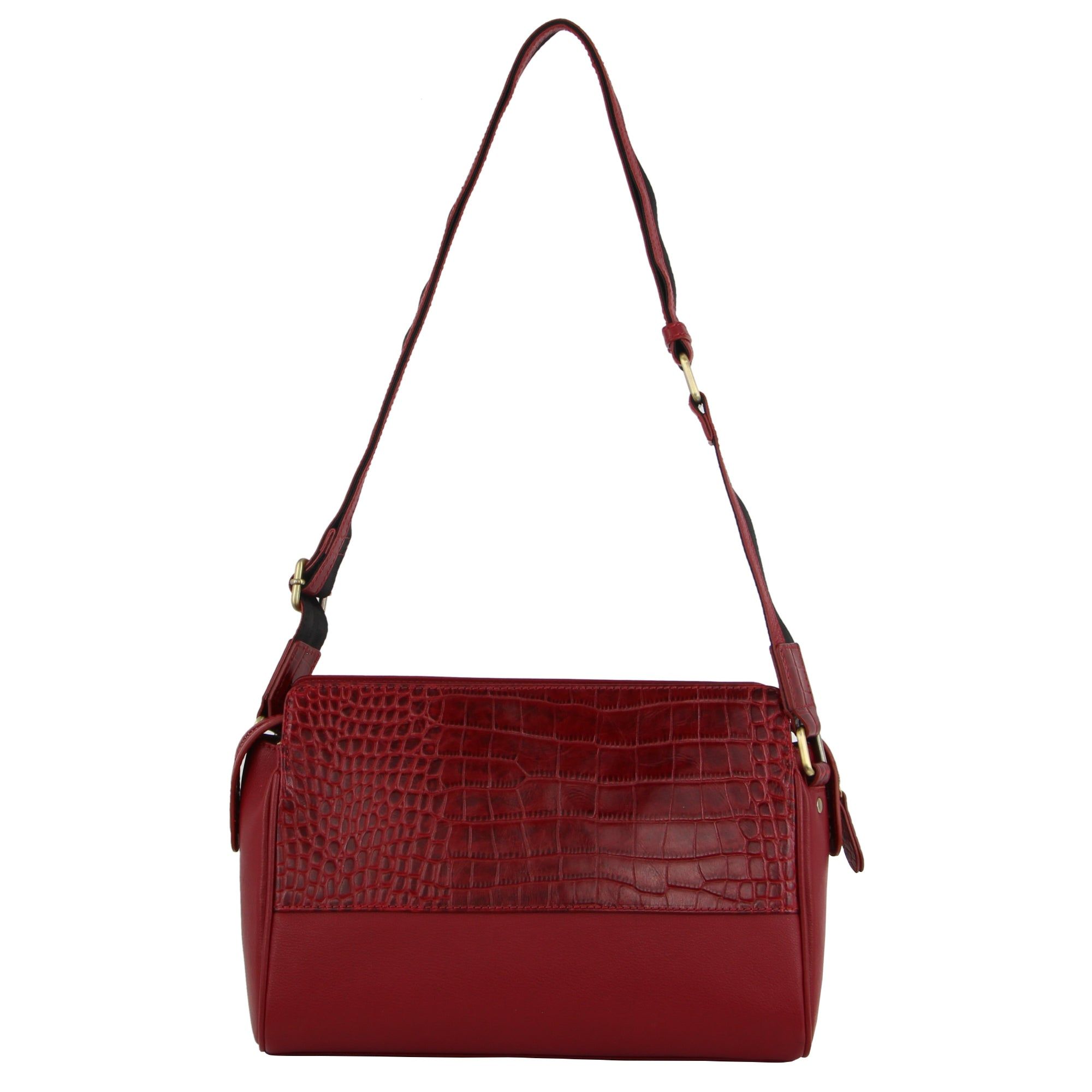 Red Pierre Cardin Croc-Embossed Leather Cross-Body Bag | 2397-JKBQM