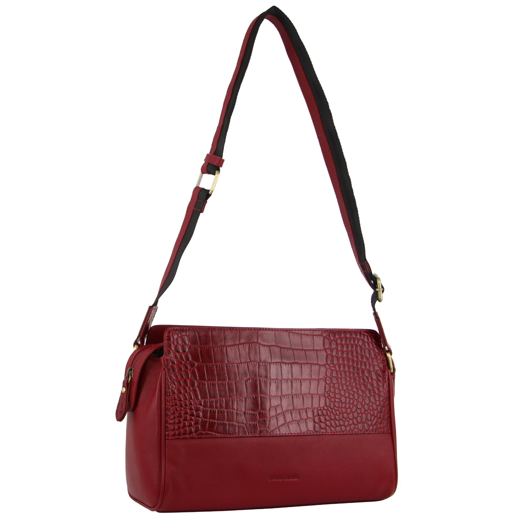 Red Pierre Cardin Croc-Embossed Leather Cross-Body Bag | 2397-JKBQM