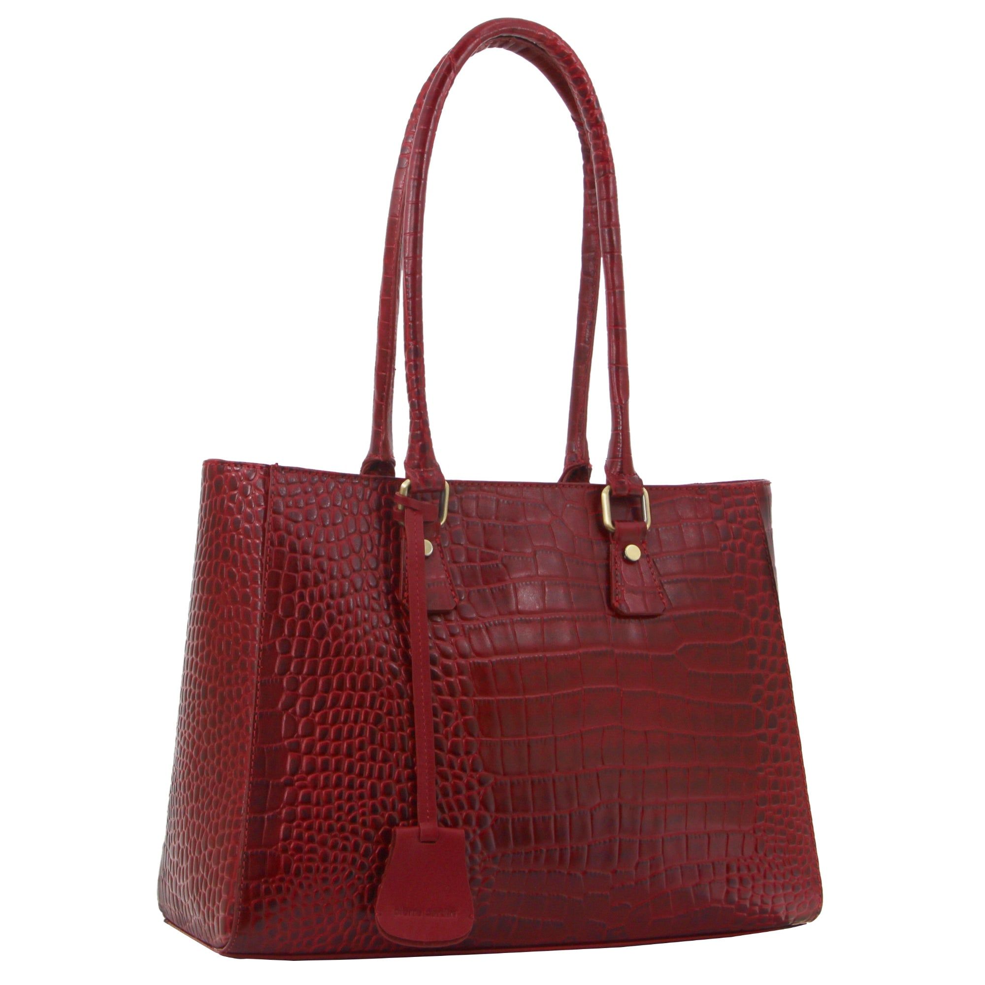 Red Pierre Cardin Croc-Embossed Leather Shoulder Bag | 4690-ZLRQU