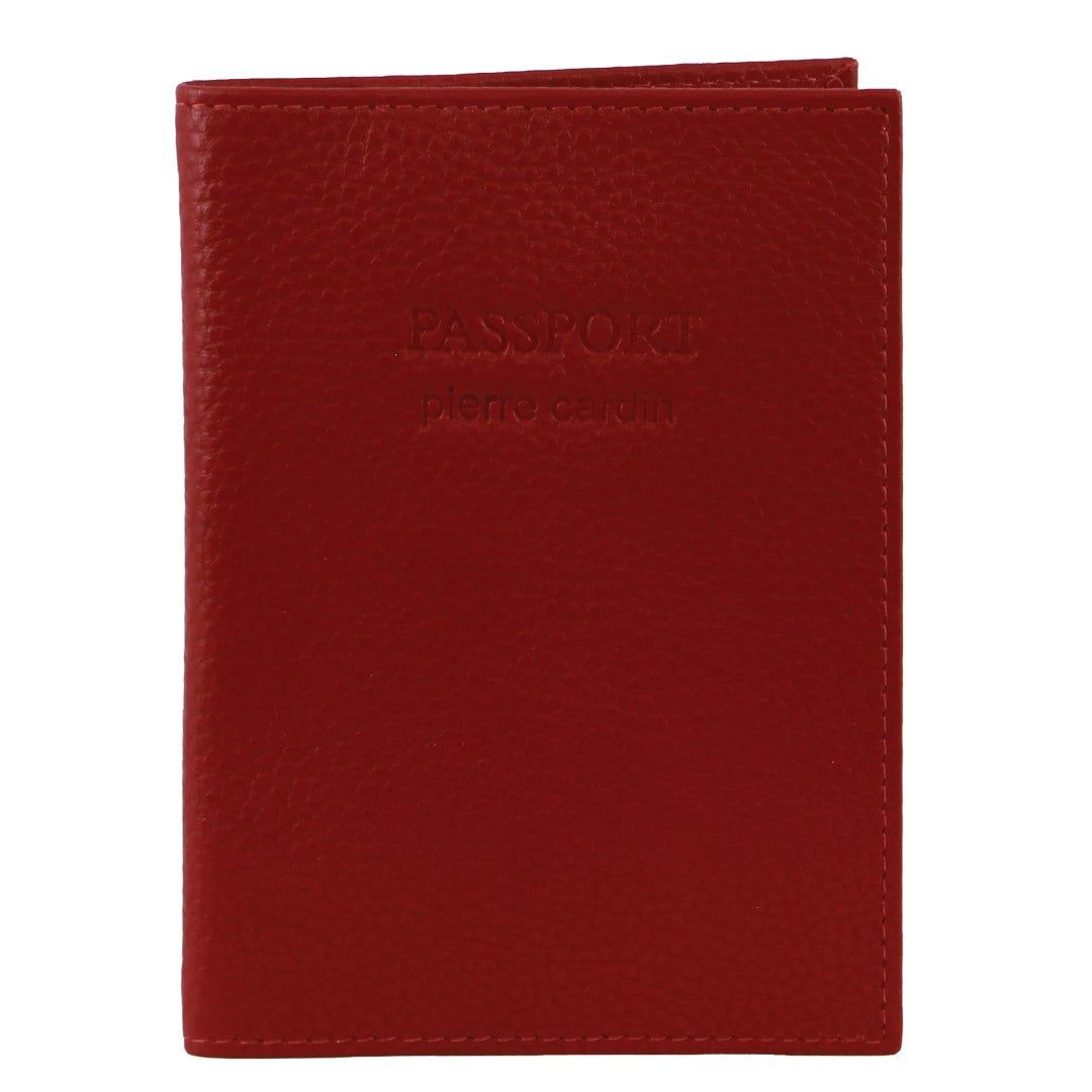 Red Pierre Cardin Leather Passport Wallet Cover | 3974-JXMLW