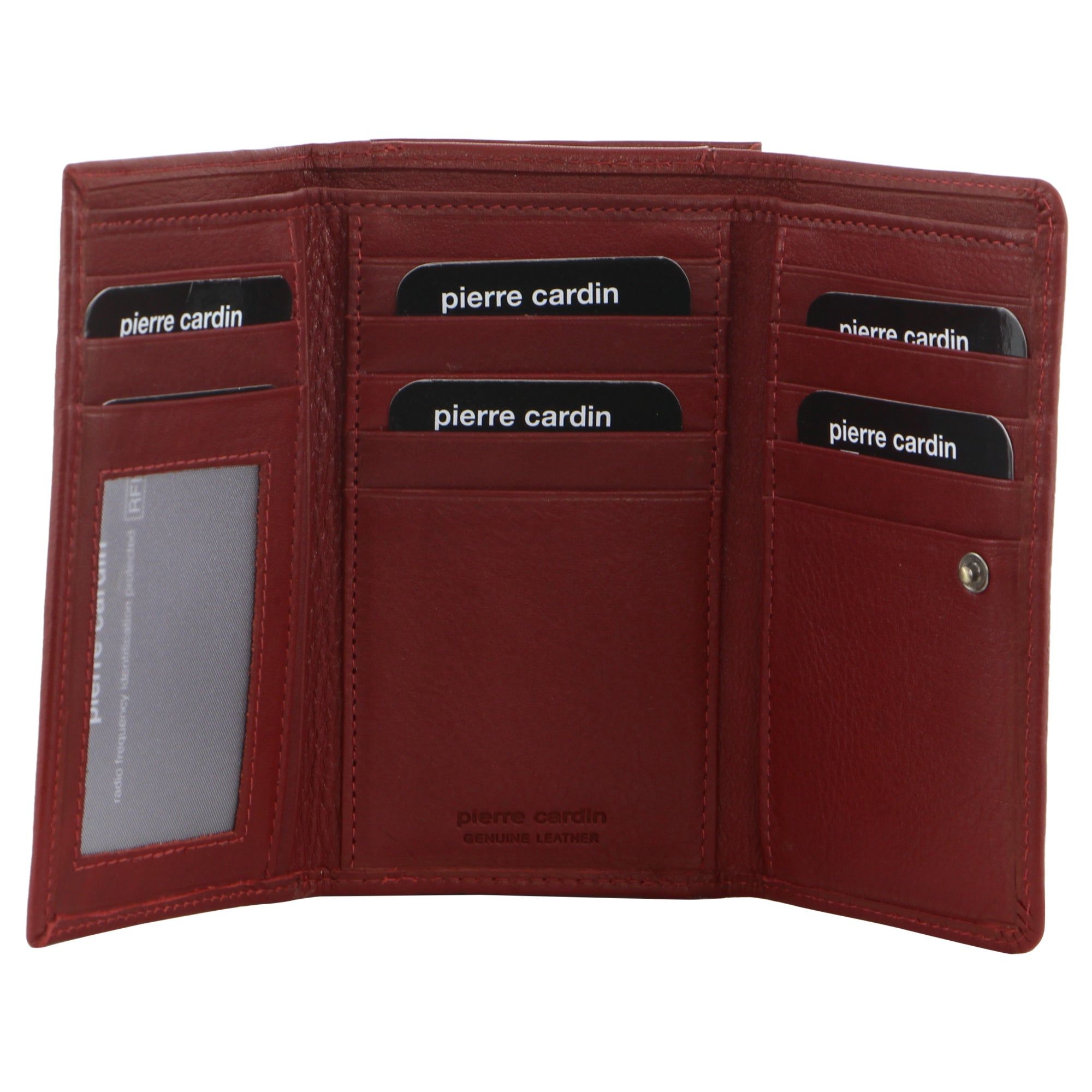 Red Pierre Cardin Leather Tri-Fold Wallet | 1642-JRTBS