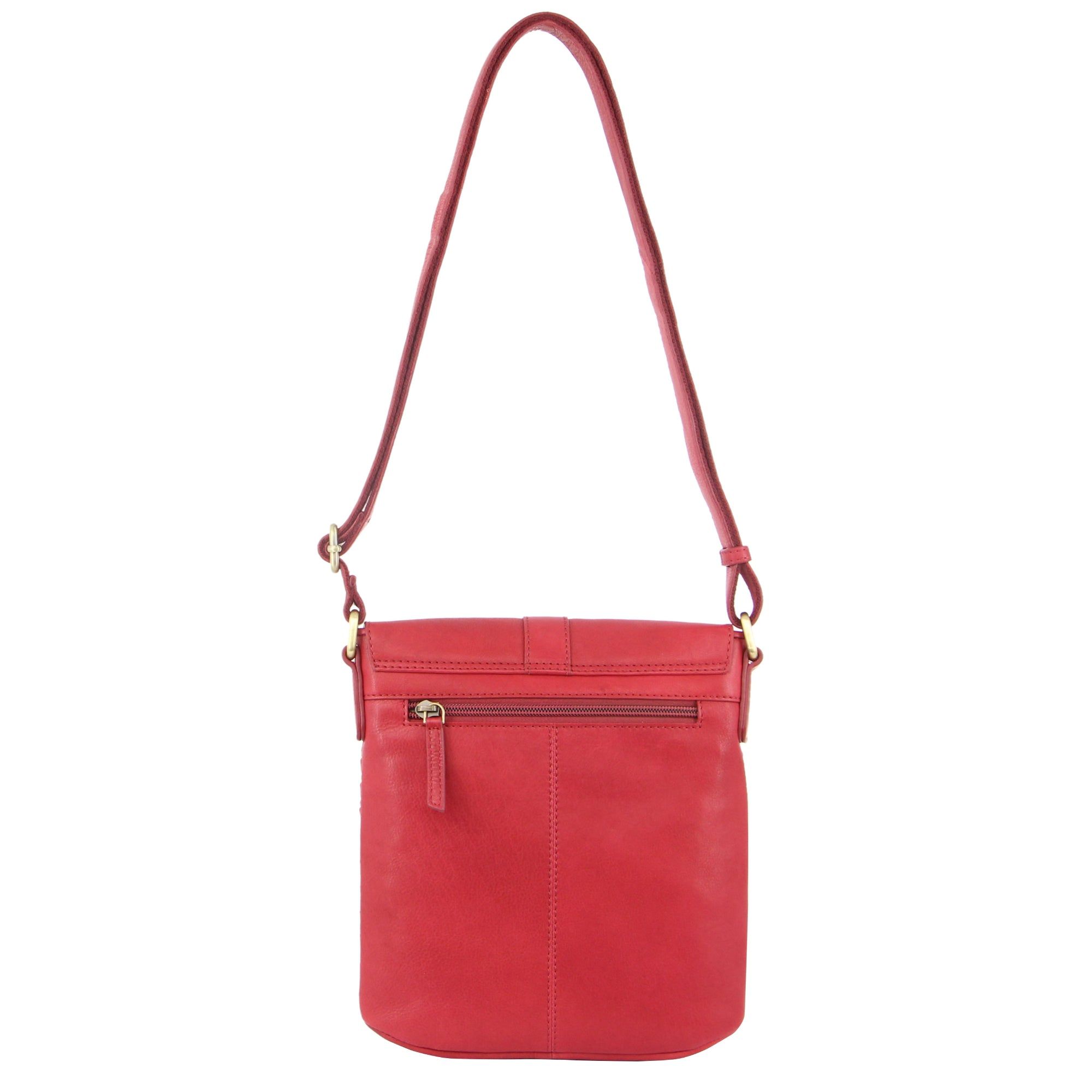 Red Pierre Cardin Woven Leather Cross-Body Bag with flap | 1490-CRKJF