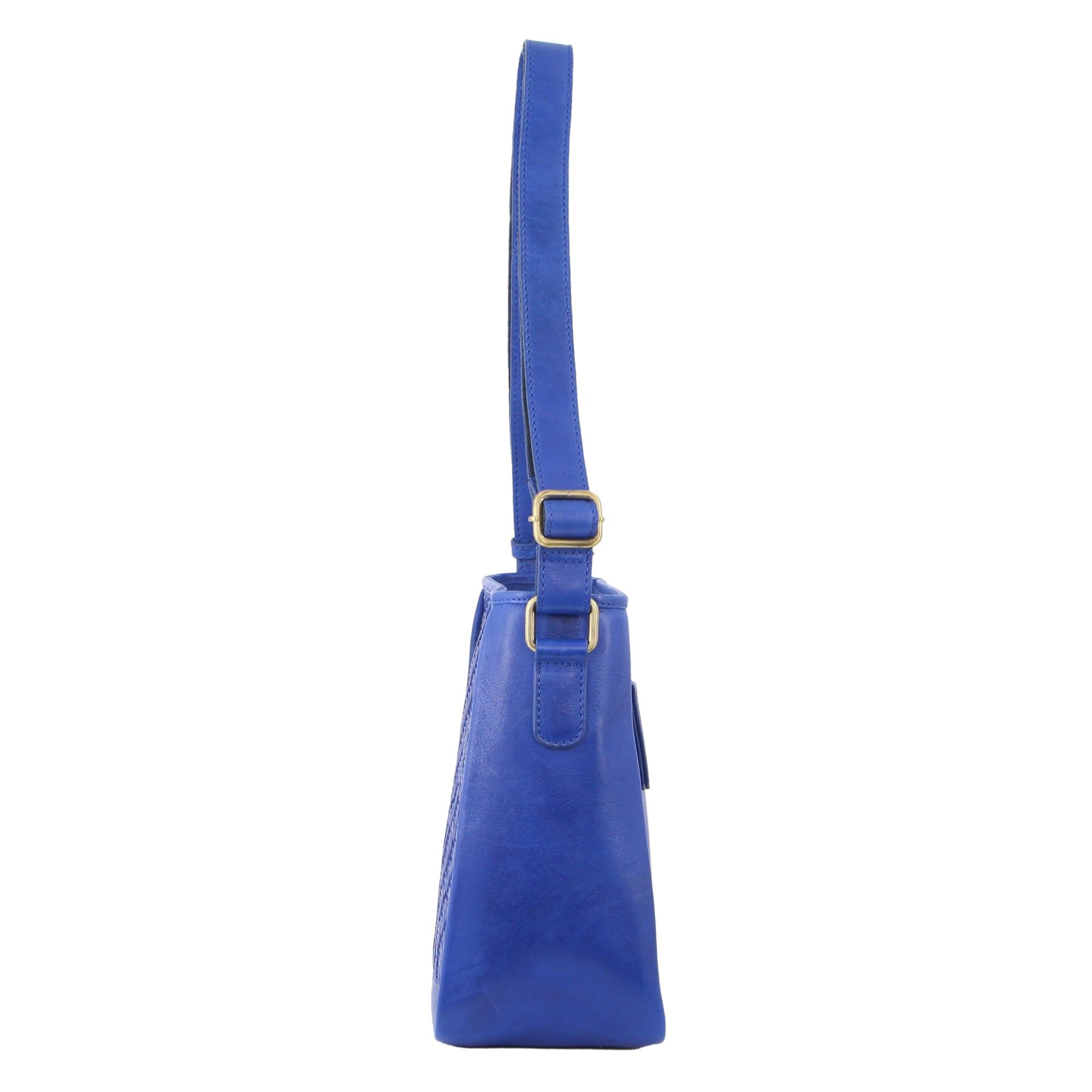 Royal Blue Pierre Cardin Woven Embossed Leather Cross-Body Bag | 7458-NVEXH