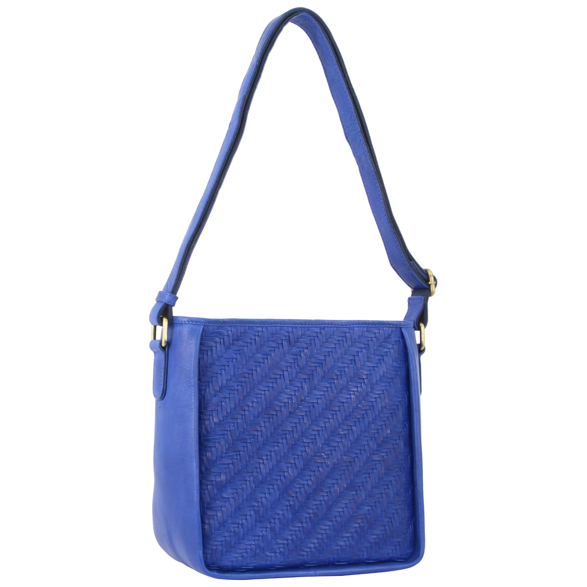 Royal Blue Pierre Cardin Woven Embossed Leather Cross-Body Bag | 7458-NVEXH