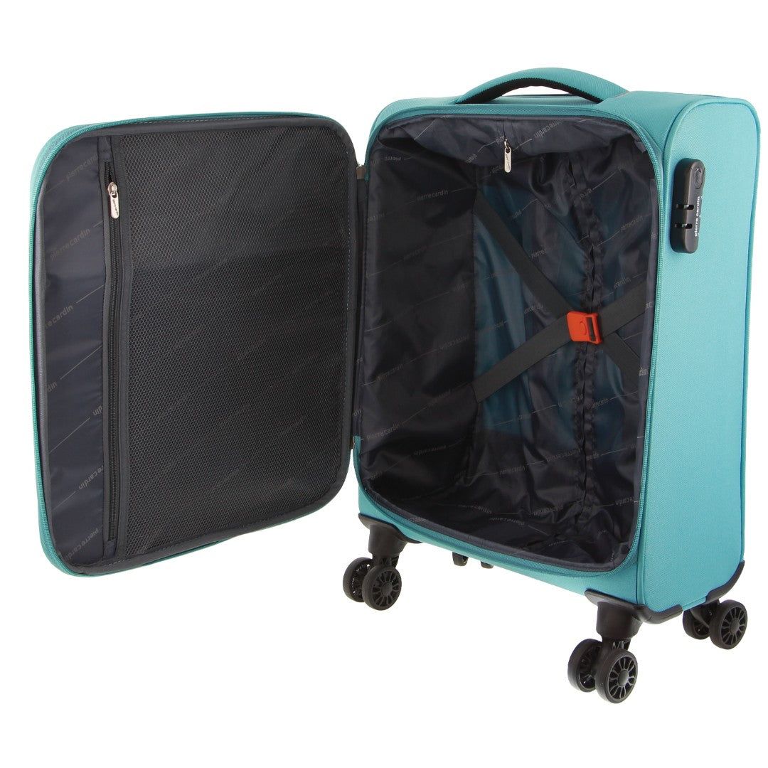 Turquoise Pierre Cardin 55cm CABIN Soft-Shell Suitcase | 0934-BLAKQ