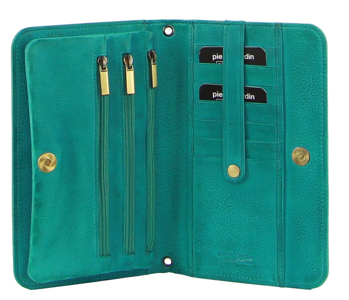 Turquoise Pierre Cardin Genuine Leather Clutch Wallet Bag | 9120-XOASU