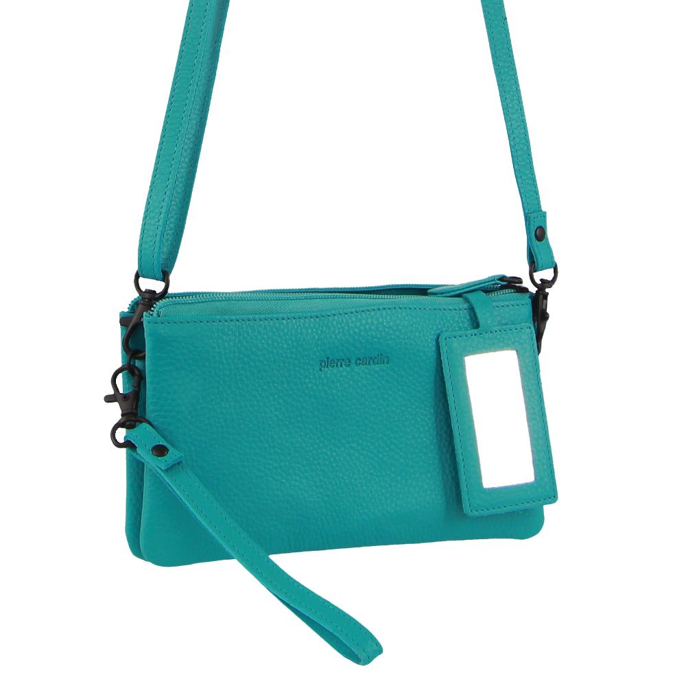 Turquoise Pierre Cardin Leather Multiway Cross-Body Bag | 6379-EKODP