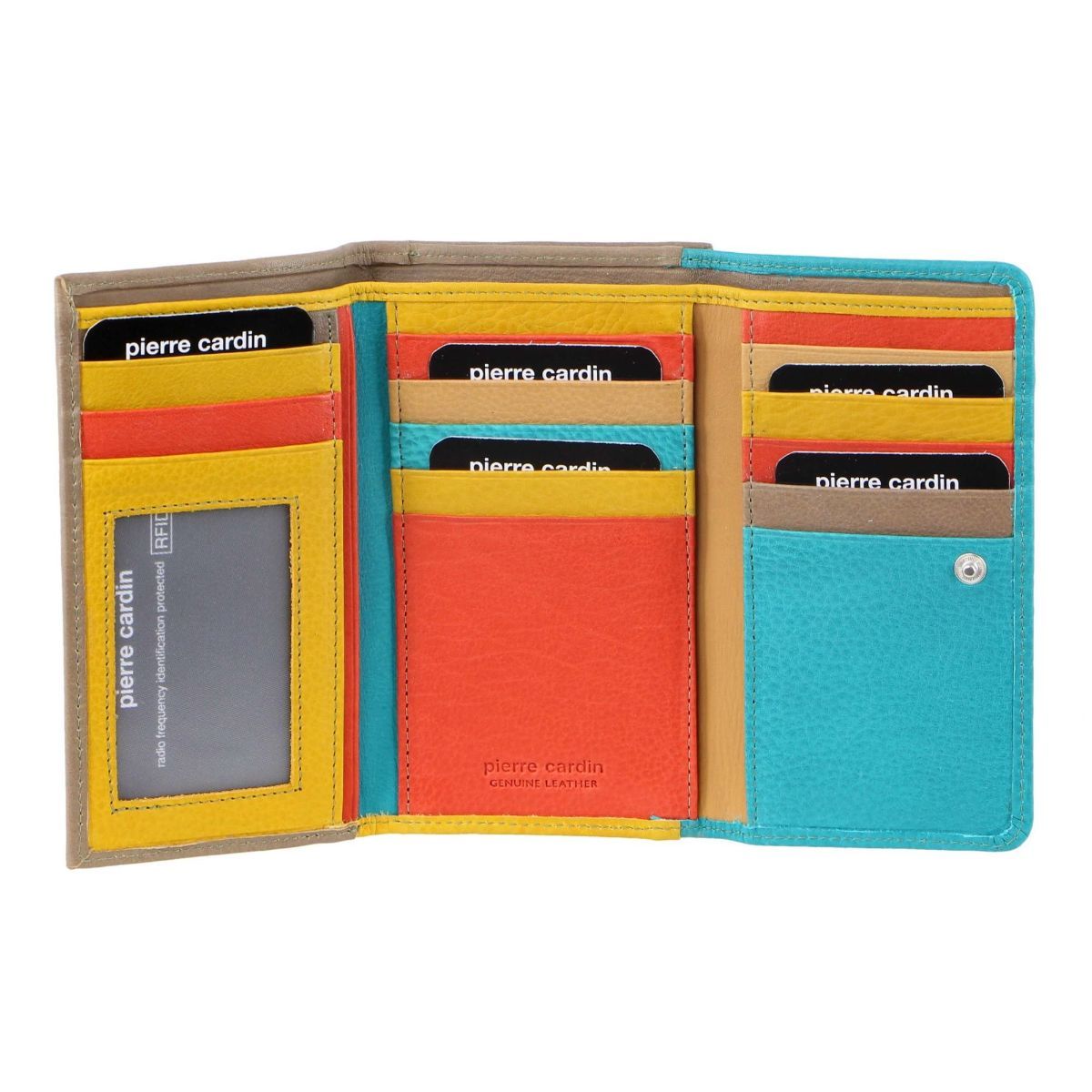 Turquoise Pierre Cardin MultiColour Leather Tri-Fold Wallet | 6138-NFIDW