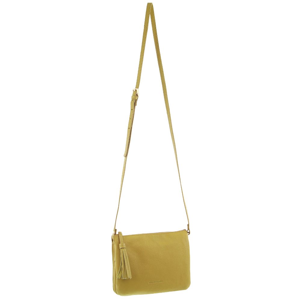 Yellow Pierre Cardin Leather Tassel Crossbody Bag | 6593-SRCTD